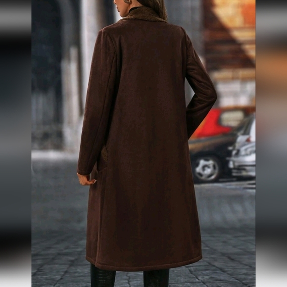 Women's Elegant Fluffy Double-Breasted Coat For Autumn And Winter - Picture 2 of 6